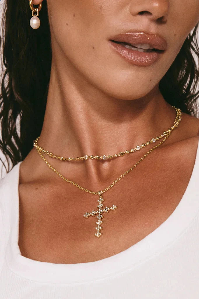 Daisy Stud Cross Necklace | Necklace