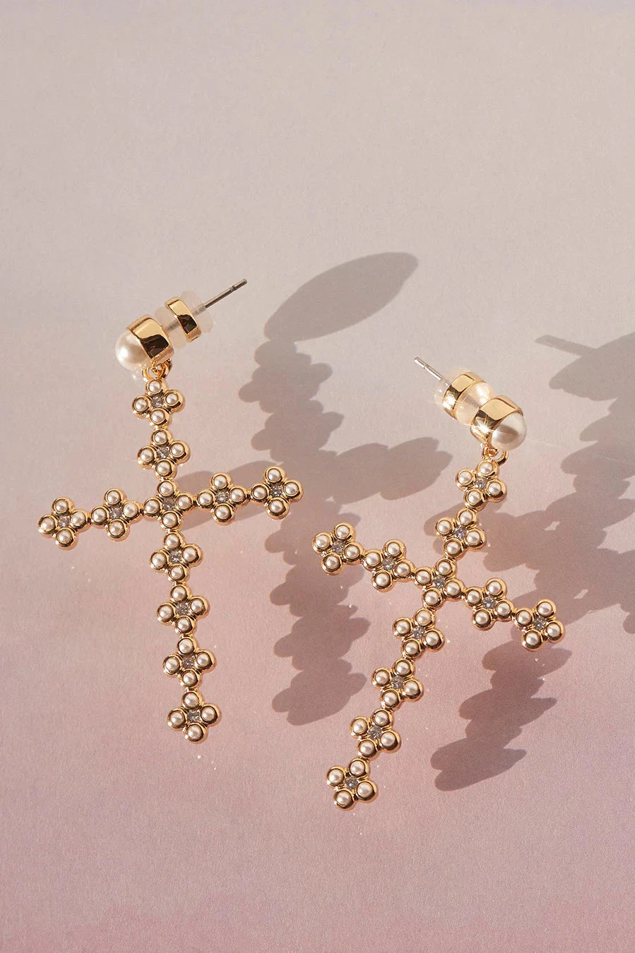 Daisy Stud Cross Earrings | Gold