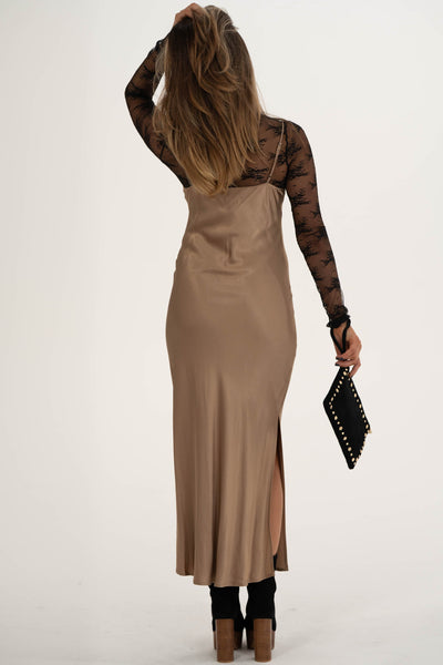 Mari Midi Slip Dress | Mushroom