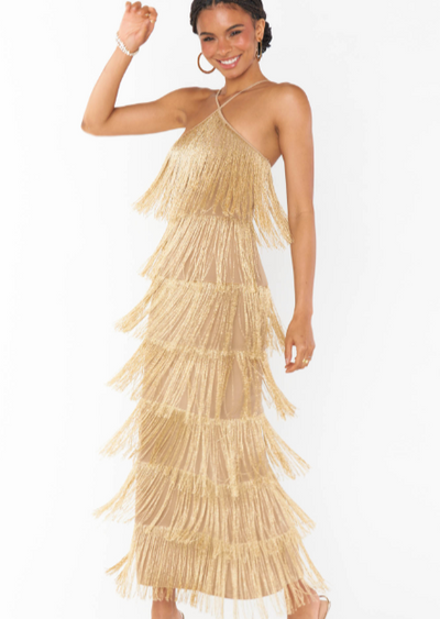 Gatsby Maxi Dress | Gold Rush Fringe