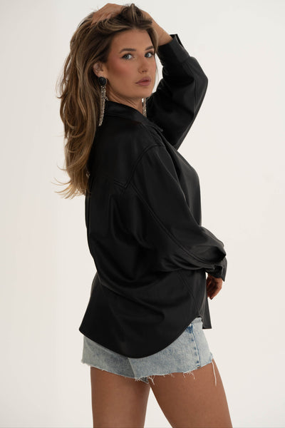 Sloane Leather Button Down Shirt
