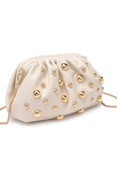 Carey Studded Clutch | Oatmilk