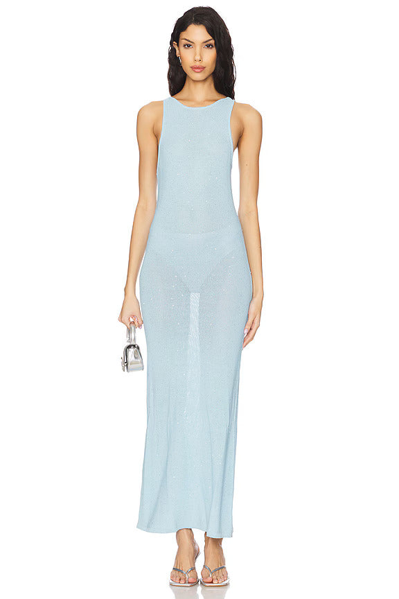 Miche Maxi Dress | Blue Sequin Shimmer Knit