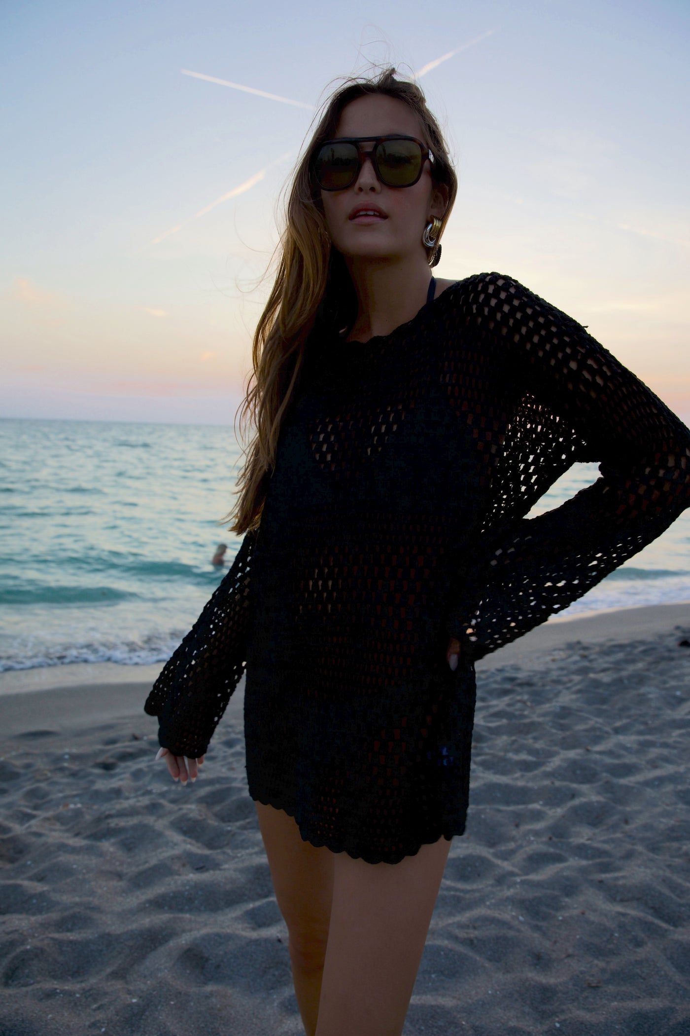 Paula Pullover | Black Crochet