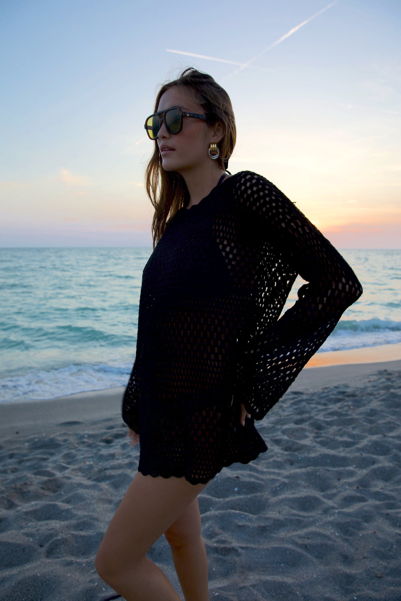 Paula Pullover | Black Crochet