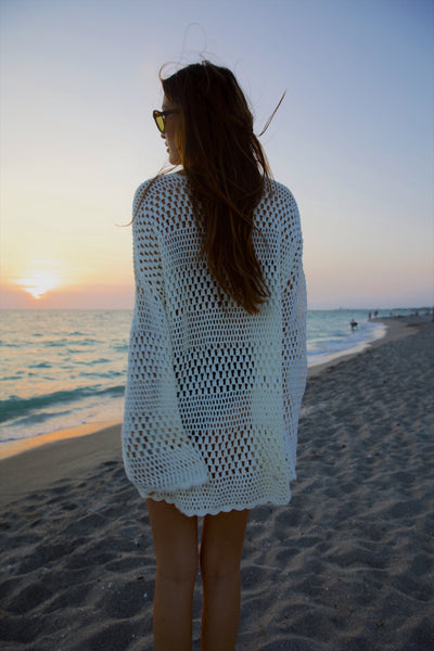 Paula Pullover | White Crochet