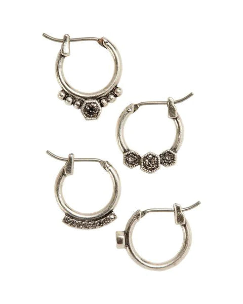 Full Bloom Hoop Earring Set | Silver