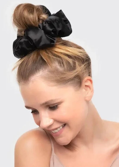 Satin Sleep Pillow Scrunchies | Black + Gold