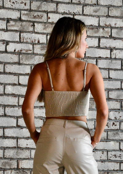 Oyster Leather Crop Top