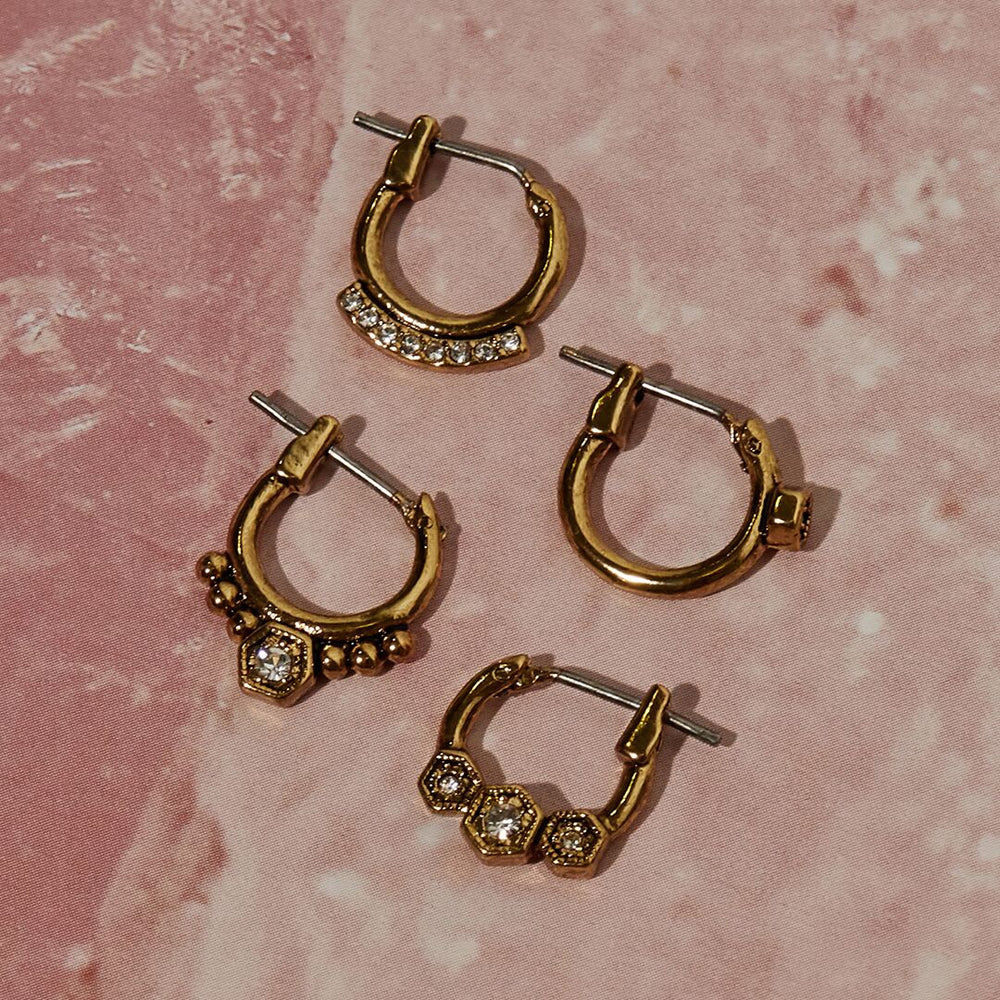 Full Bloom Hoop Earring Set | Gold