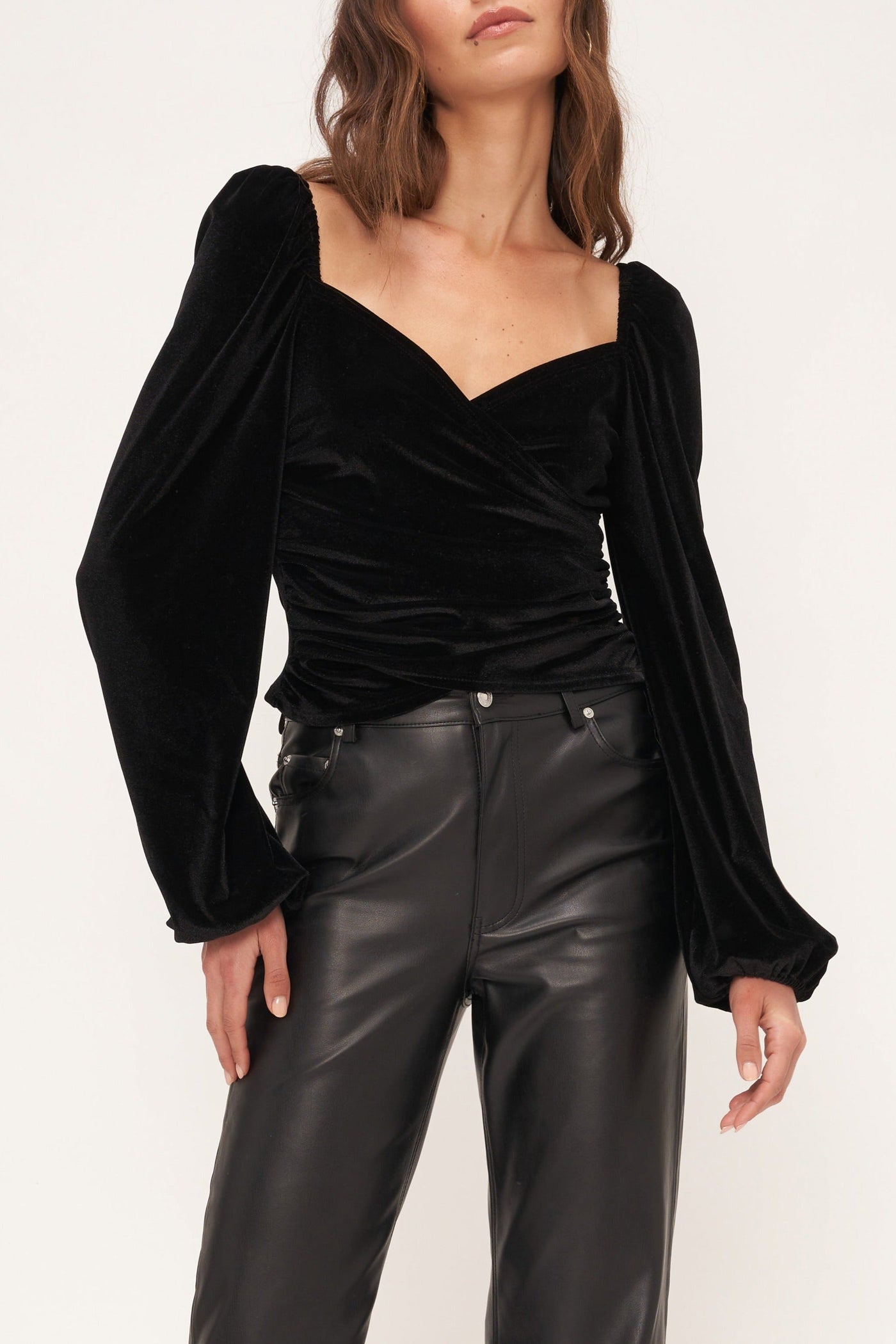 Carita Velvet Surplice Long Sleeve