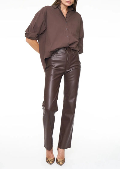 Cassie Super High Rise Leather | Coffee