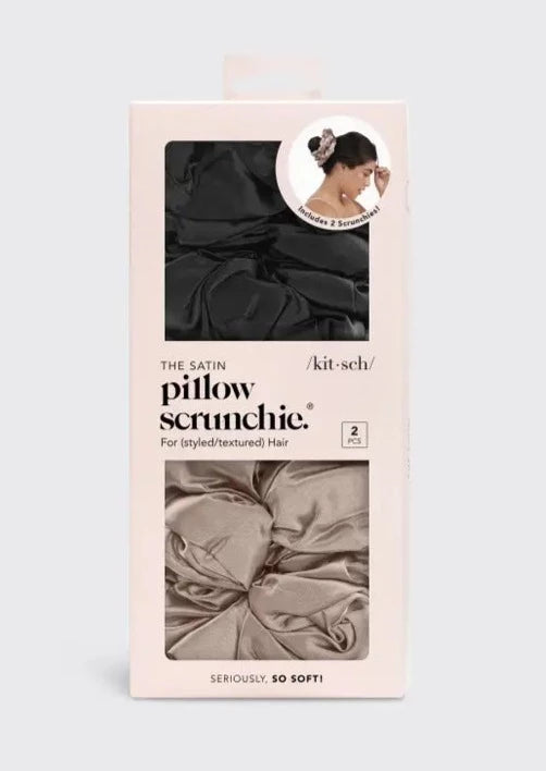 Satin Sleep Pillow Scrunchies | Black + Gold