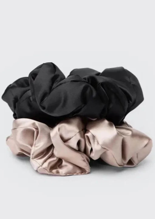 Satin Sleep Pillow Scrunchies | Black + Gold